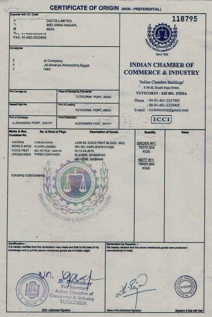 Certificate of Origin Attestation from Bolivia Embassy