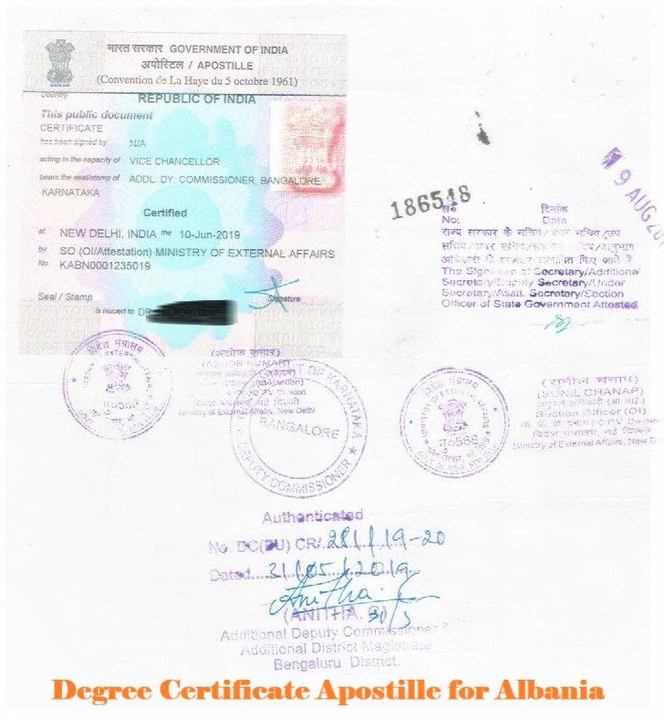 Degree Certificate Apostille for Albania India