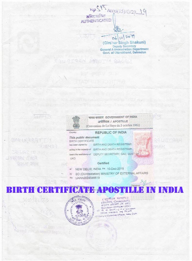 Birth Certificate Apostille in India