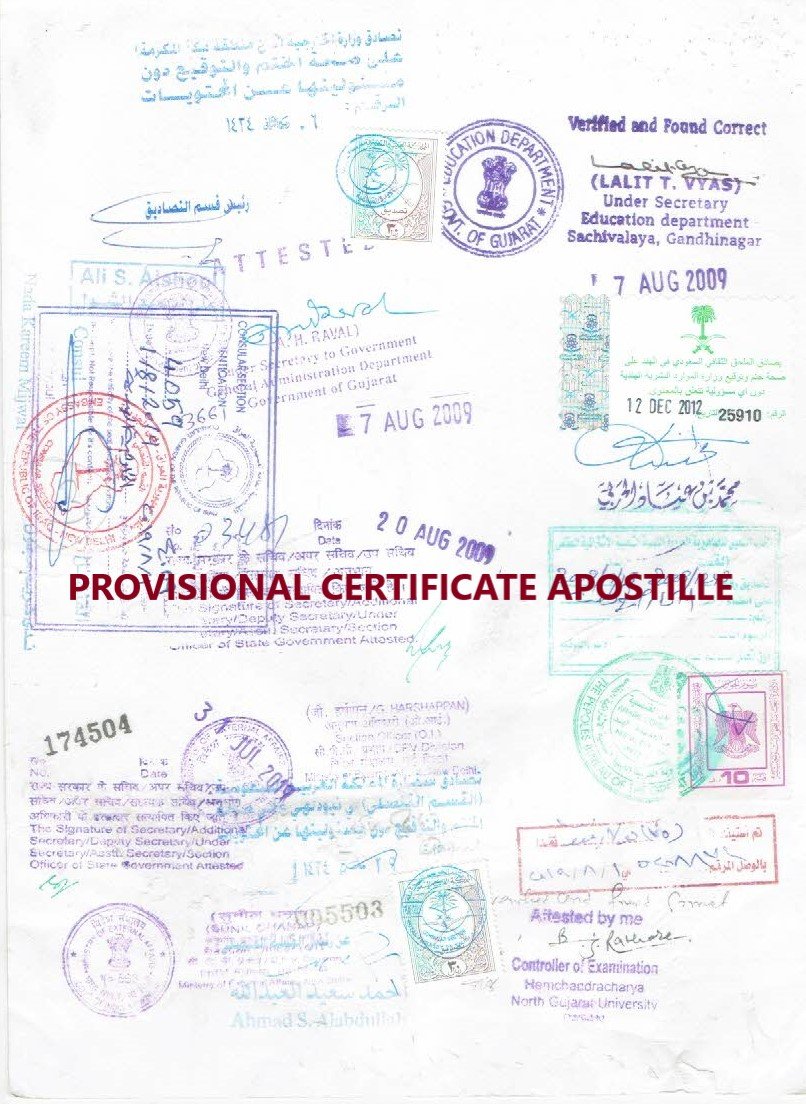 Provisional Certificate Embassy Attestation in Delhi India  width=