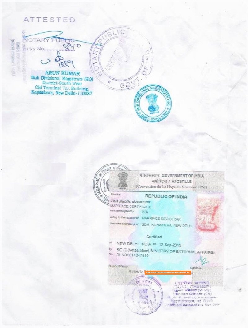 Marriage Certificate Apostille in India