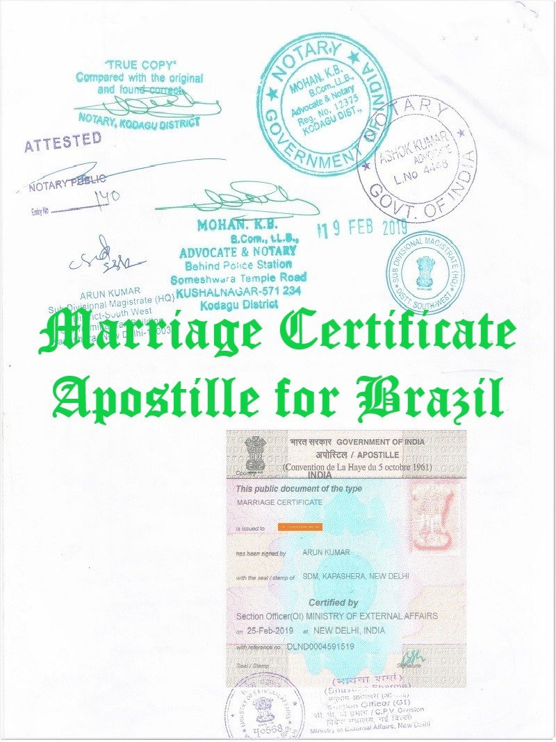 Marriage Certificate Apostille for Brazil in India