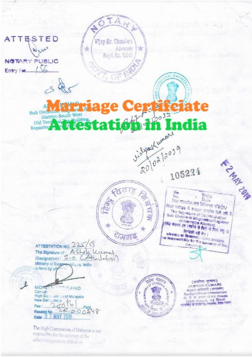 Marriage Certificate Attestation for Eritrea in Delhi, India