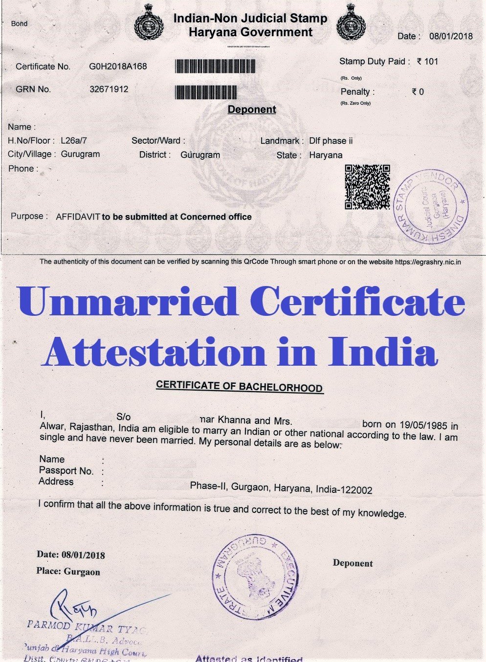 Unmarried Certificate Attestation from Marshall Islands Embassy